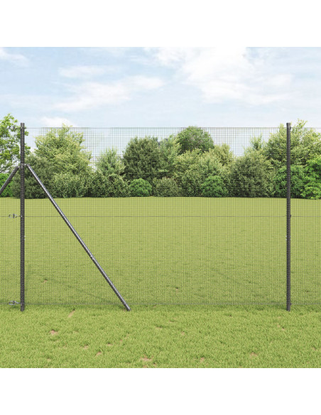 Recinzione in Rete Saldato  con 13 Pali Grigi 1.5x50 m Acciaio