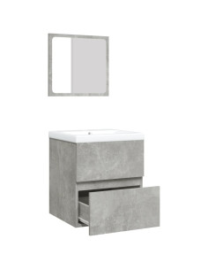 Mobile da Bagno con Lavabo e Specchio Grigio Cemento
