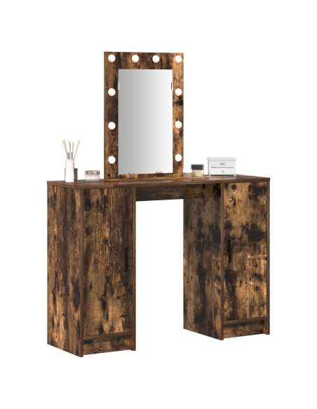 Toeletta con Luci LED Rovere Affumicato 102x33x135 cm
