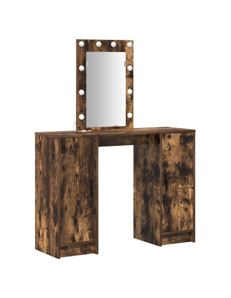Toeletta con Luci LED Rovere Affumicato 102x33x135 cm