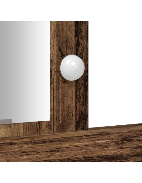 Tavolo da toeletta  con luci LED Legno Antico 102x33x135 cm