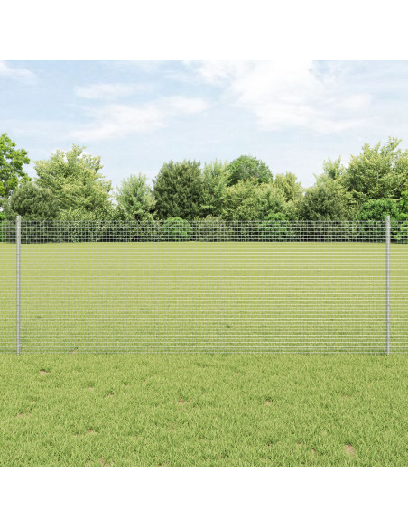 Recinzione in Rete Saldato  con 44 U Pali Argento 0.8x100 m Acciaio