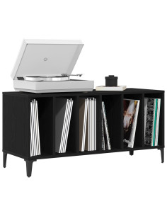 Mobile porta vinili Rovere Nero 100 x 38 x 48 cm 2