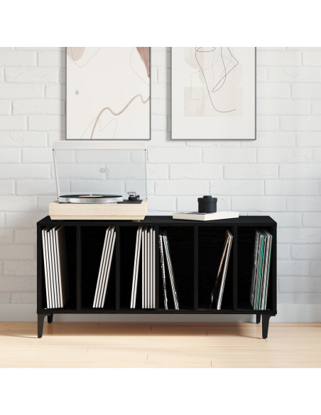 Mobile per Vinili Rovere Nera - 100x38x48 cm in Legno Ingegnerizzato