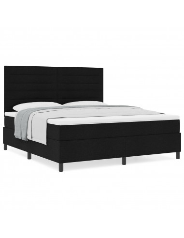 Letto Box Spring  con Materasso Nero Super King Tessuto