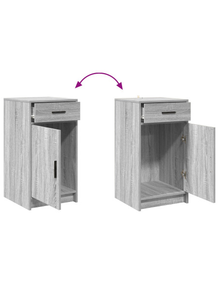 Set di Toeletta da 3 Pezzi con LED in Grigio Sonoma in Legno Ingegnerizzato