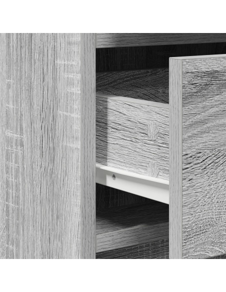Set di Toeletta da 3 Pezzi con LED in Grigio Sonoma in Legno Ingegnerizzato