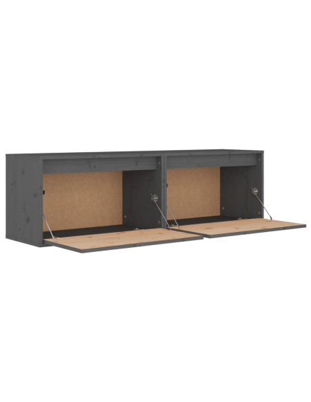 Pensili Grigi 2 pz 60x30x35 cm in Legno Massello di Pino