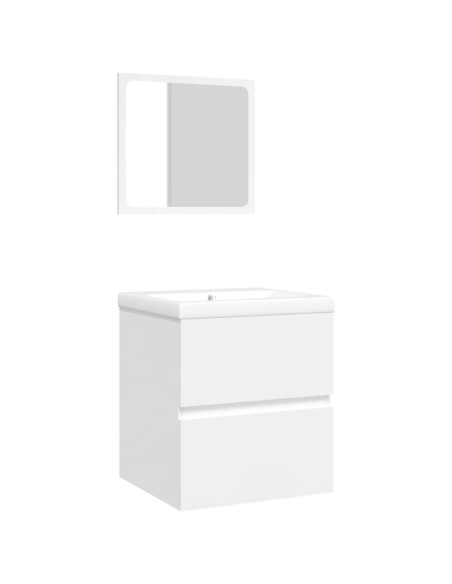 Mobile da Bagno con Lavabo e Specchio Bianco