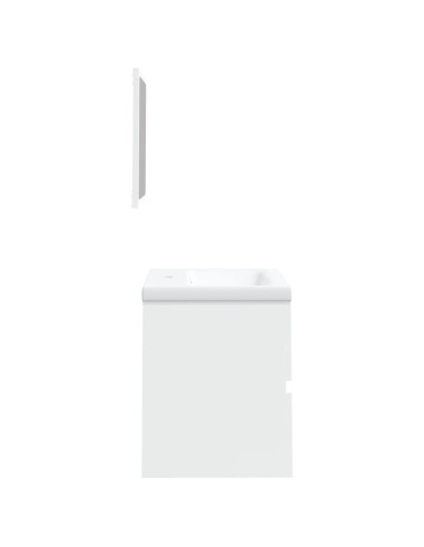 Mobile da Bagno con Lavabo e Specchio Bianco