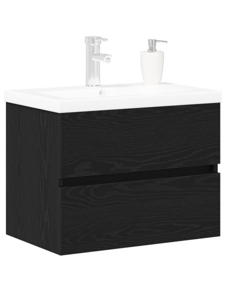 Mobile Lavabo  con Lavabo Integrato Rovere Nero Legno Ingegnerizzato, Mobile Lavabo  Rovere Nero 60x38,5x45 cm Legno Ingegnerizz