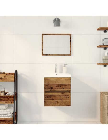 Mobile per Lavandino  con Lavabo Integrato in Legno Ingegnerizzato Nero, Mobile per Lavandino  in Legno Antico 41x38,5x45 cm Leg