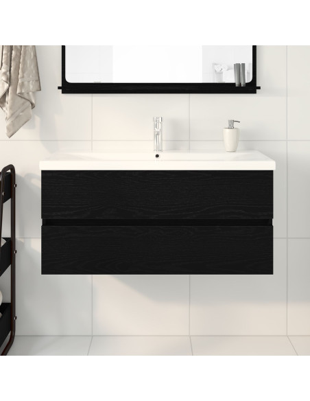 Mobile lavabo  con lavabo integrato Rovere Nero in legno ingegnerizzato