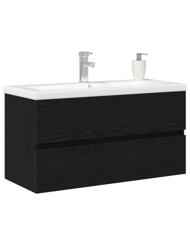 Armadio per Lavabo da Bagno Rovere Nero 80 x 39 x 62 cm