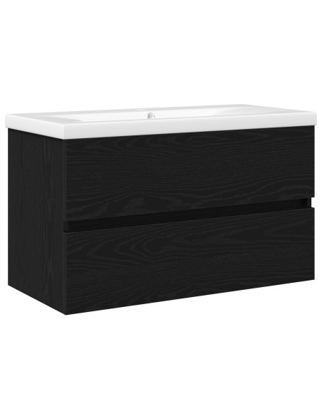 Mobile per Lavabo  con Lavabo Integrato Rovere Nero Legno Ingegnerizzato, Mobile per Lavabo  Rovere Nero 80x38.5x45 cm Legno Ing