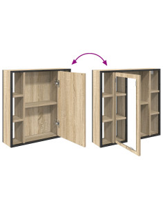 Mobiletto per specchio con porta Rovere Sonoma 60 x 16 x 60 cm 2