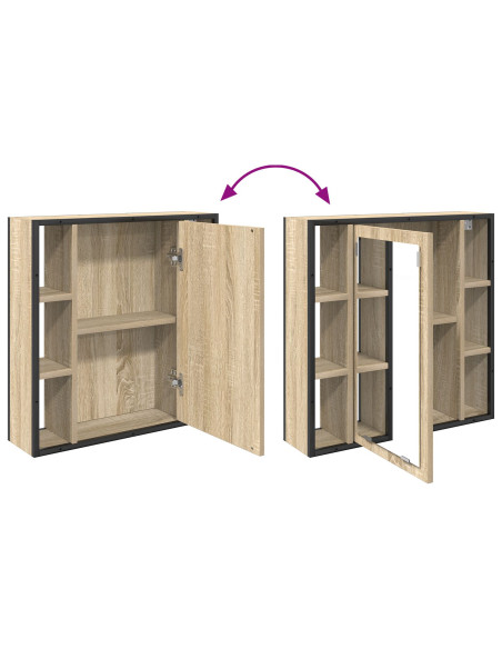 Mobiletto per specchio con porta Rovere Sonoma 60 x 16 x 60 cm