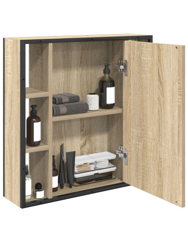 Mobiletto per specchio con porta Rovere Sonoma 60 x 16 x 60 cm