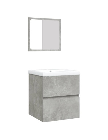Mobile da Bagno con Lavabo e Specchio Grigio Cemento