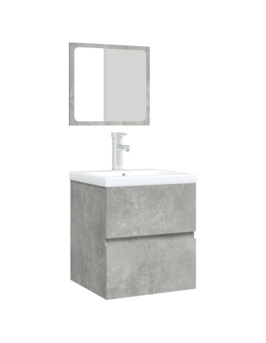 Mobile da Bagno con Lavabo e Specchio Grigio Cemento