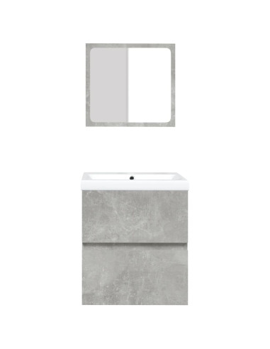Mobile da Bagno con Lavabo e Specchio Grigio Cemento