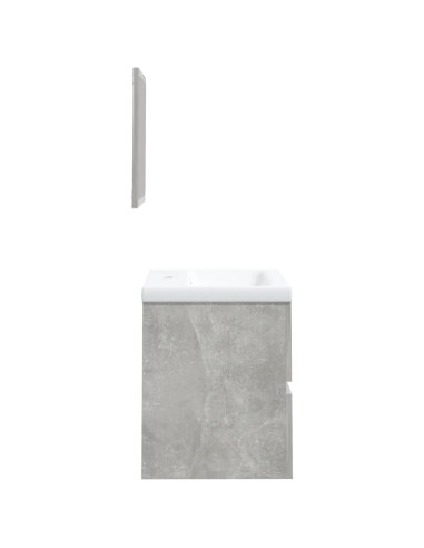 Mobile da Bagno con Lavabo e Specchio Grigio Cemento