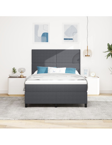 Letto a molle con testiera Grigio Scuro e Bianco 160 x 200 cm