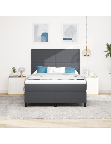 Letto con Box Spring e Materasso Grigio Scuro 160x200 cm Tessuto in Corduroy