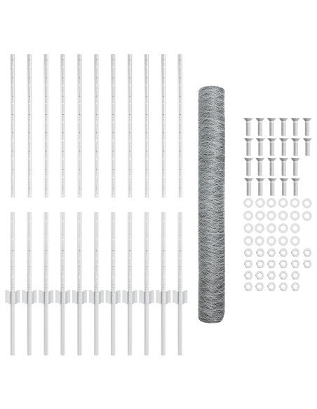 Recinzione Esagonale  con 22 Postazioni U Argento 1x25 m Acciaio
