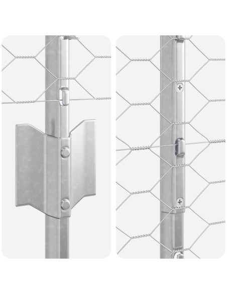 Set di Recinzione da Giardino Set di 2 Acciaio Zincato 25 x 1.2 m