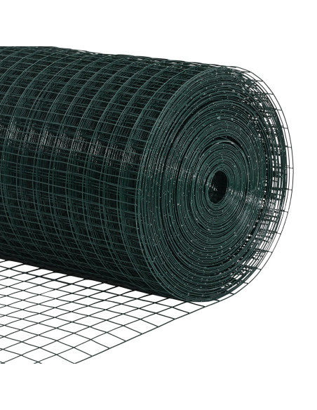 Recinzione in Filo Saldato con 13 Pali Verde 1.6x25 m Acciaio