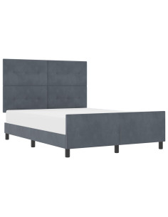 Letto a molle con testiera Grigio scuro 140 x 200 cm Velluto 2