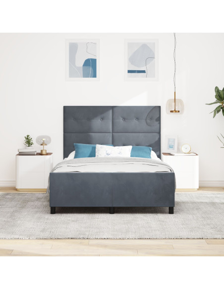 Letto a molle con testiera Grigio scuro 140 x 200 cm Velluto