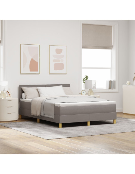Letto con Sommier e Materasso Tortora 140x200 cm Tessuto