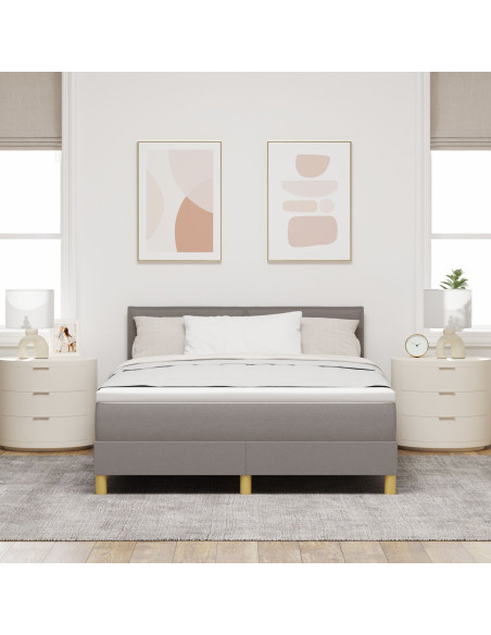 Letto con Sommier e Materasso Tortora 140x200 cm Tessuto