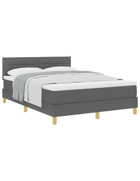 Letto con Box Spring e Materasso Grigio Scuro 140x200 cm Tessuto