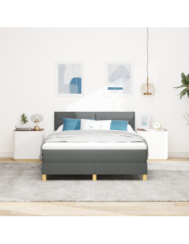 Letto a molle con materasso Grigio scuro 140 x 200 cm Tessuto