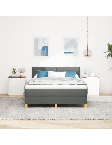 Letto con Box Spring e Materasso Grigio Scuro 140x200 cm Tessuto