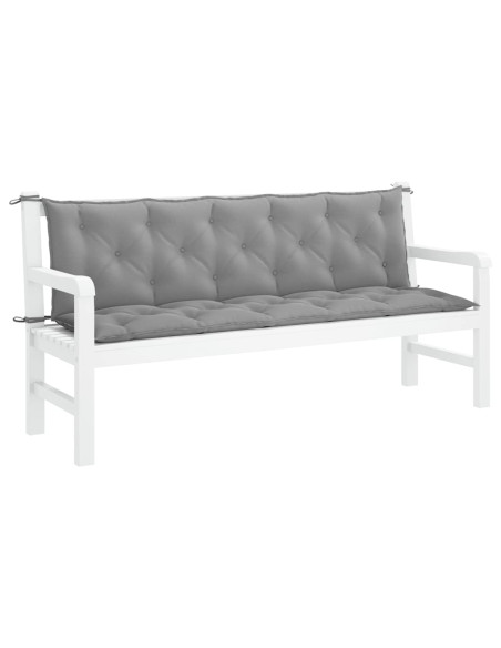 Cuscini Panca da Giardino 2pz Grigi 180x50x7cm Tessuto Oxford
