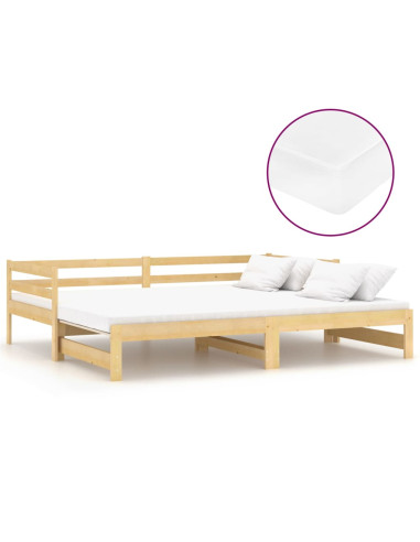Dormeuse Estraibile 2x(90x200) cm in Legno Massello di Pino