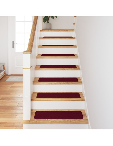 Tappetini Antiscivolo per Scale 15 pcs Bordò 75 x 20 cm PP