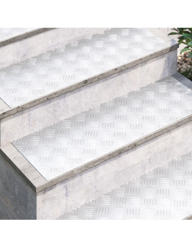 Gradini per Scale 4 pcs Argento 90 x 30 cm Alluminio