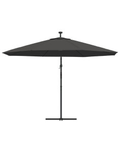Ombrellone a Sbalzo con LED e Palo in Metallo 350 cm Antracite 2