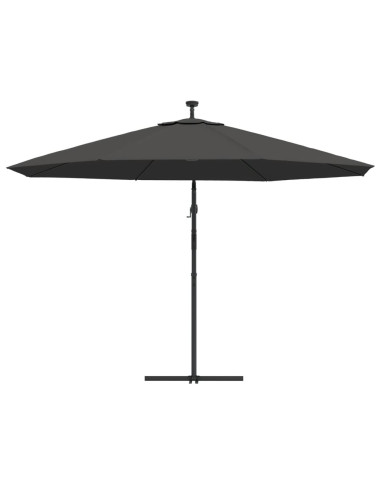 Ombrellone a Sbalzo con LED e Palo in Metallo 350 cm Antracite
