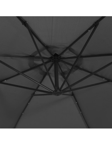 Ombrellone a Sbalzo con LED e Palo in Metallo 350 cm Antracite