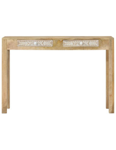 Tavolo Consolle 110x30x75 cm Legno Massello Sbiancato di Mango