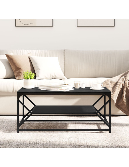 Tavolino da caffè  con ripiano in rovere nero 90x50x40 cm