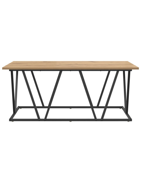 Tavolino da caffè  in rovere fatto a mano 100x50x40 cm in legno ingegnerizzato e metallo