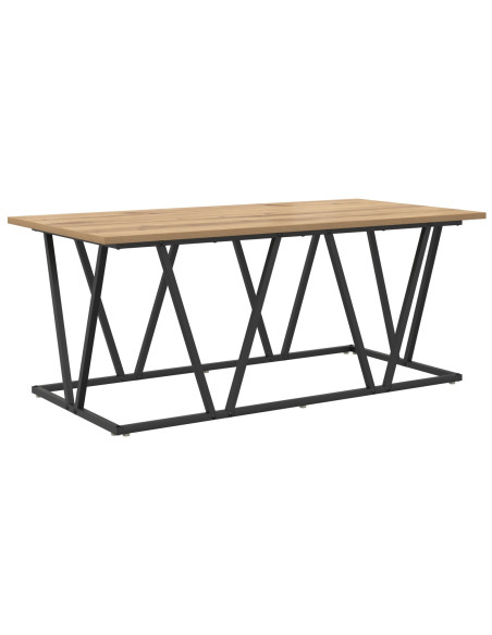 Tavolino da caffè  in rovere fatto a mano 100x50x40 cm in legno ingegnerizzato e metallo