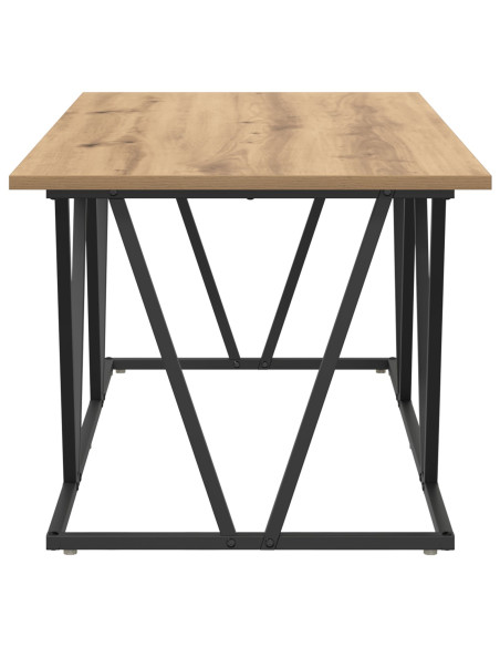 Tavolino da caffè  in rovere fatto a mano 100x50x40 cm in legno ingegnerizzato e metallo